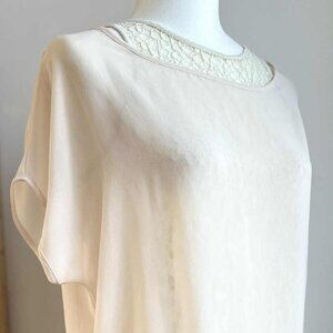 Cop. Copine Porcelain Blush Layered Chiffon & Lace Open-Back Dress – EU 38